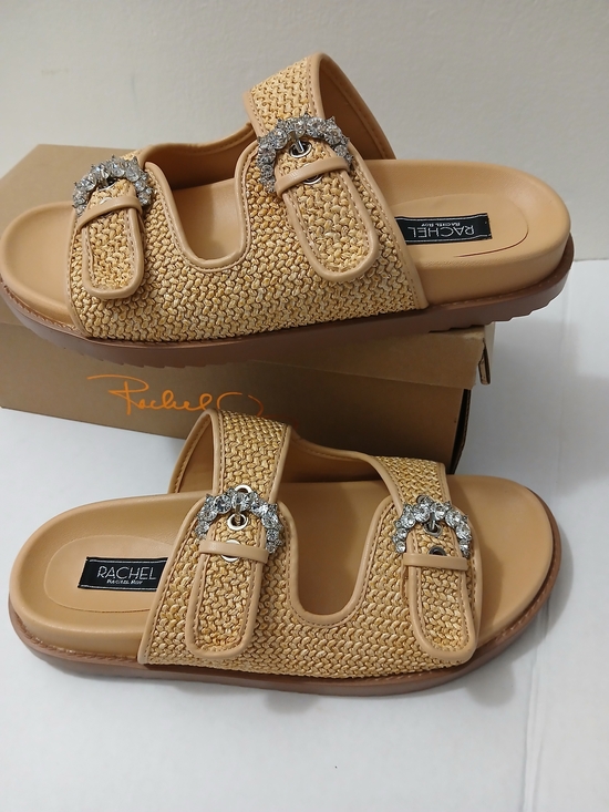 Rachel Shoes - Rachel Roy  Tan Woven Slide Sandals with Crystal Buckles Multiples Sizes New $25